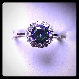 Mystic and white Topaz floral ring